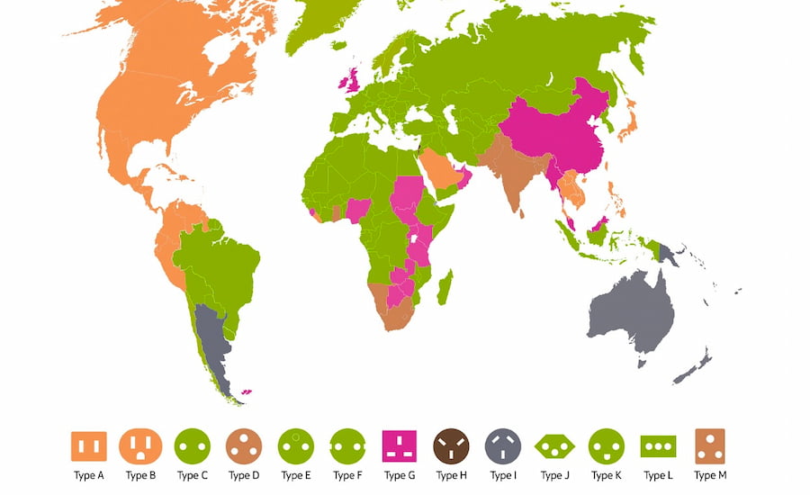 Tomadas na República Dominicana: tipo e voltagem 4 mapa-mundial-tomadas